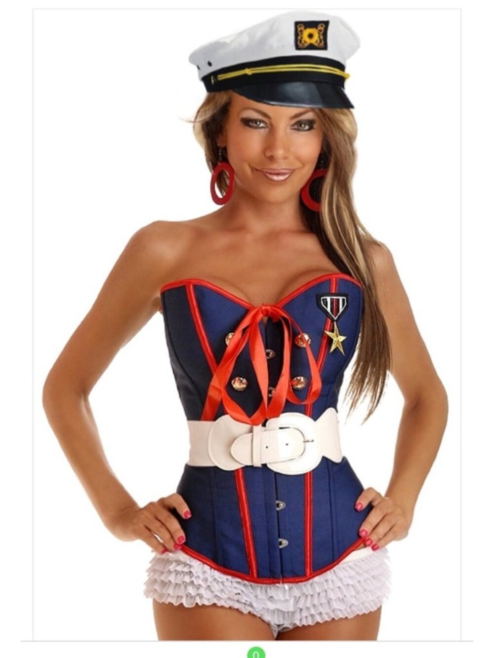 Daisy Sexy Marine Costume Blue Corset Ruffle Panty Cosplay Set Womens Size Large